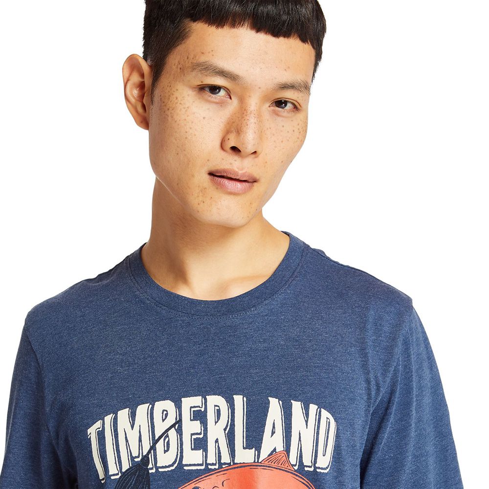 Timberland Mens T-Shirts Backwoods Storytelling - Blue - India ND1978432